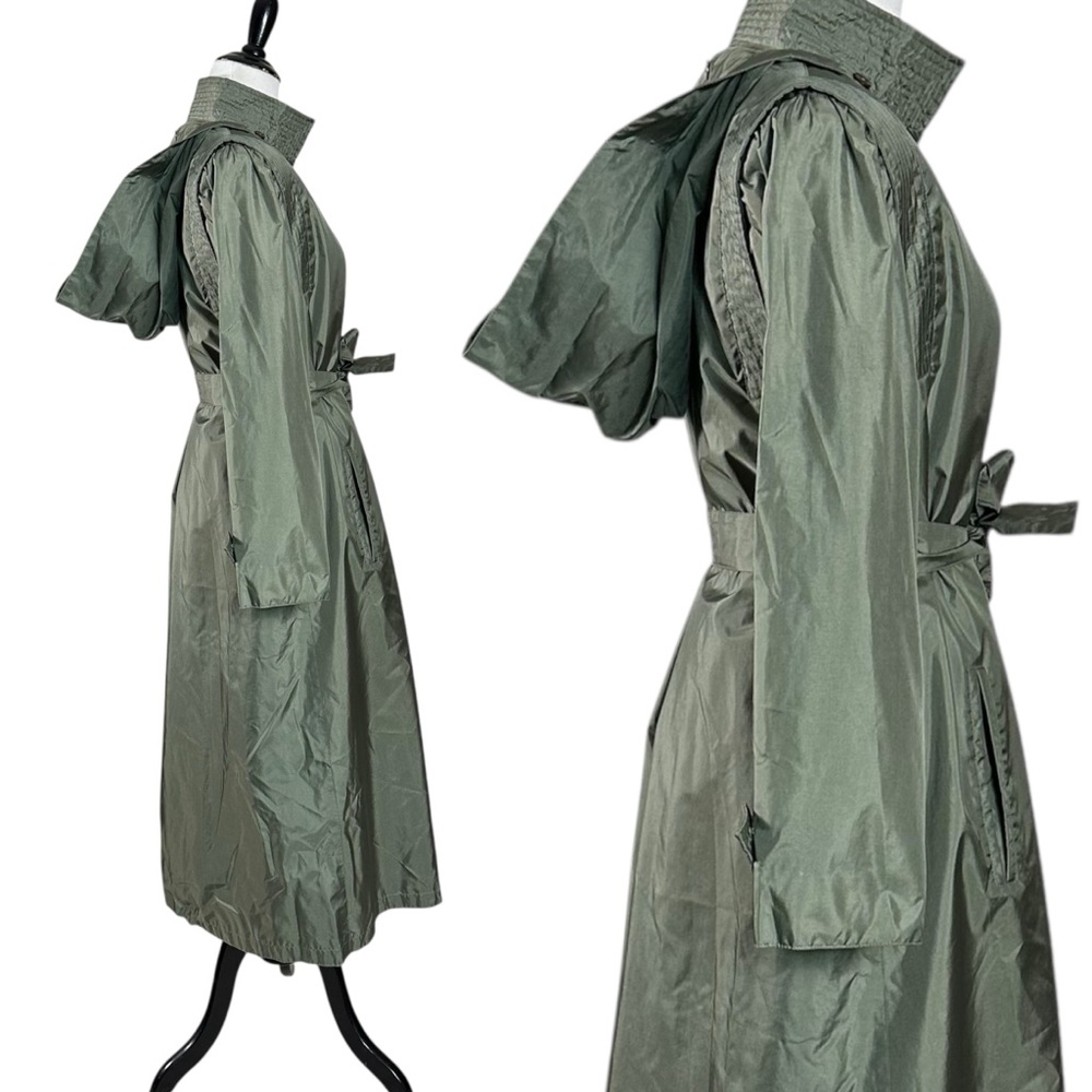 Vintage Green Trench Coat - Picture 5 of 10